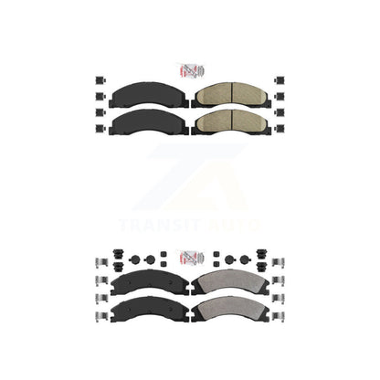 Ceramic Semi-Metallic Disc Brake Pads Front Rear Kit For Ford E-450 Super Duty