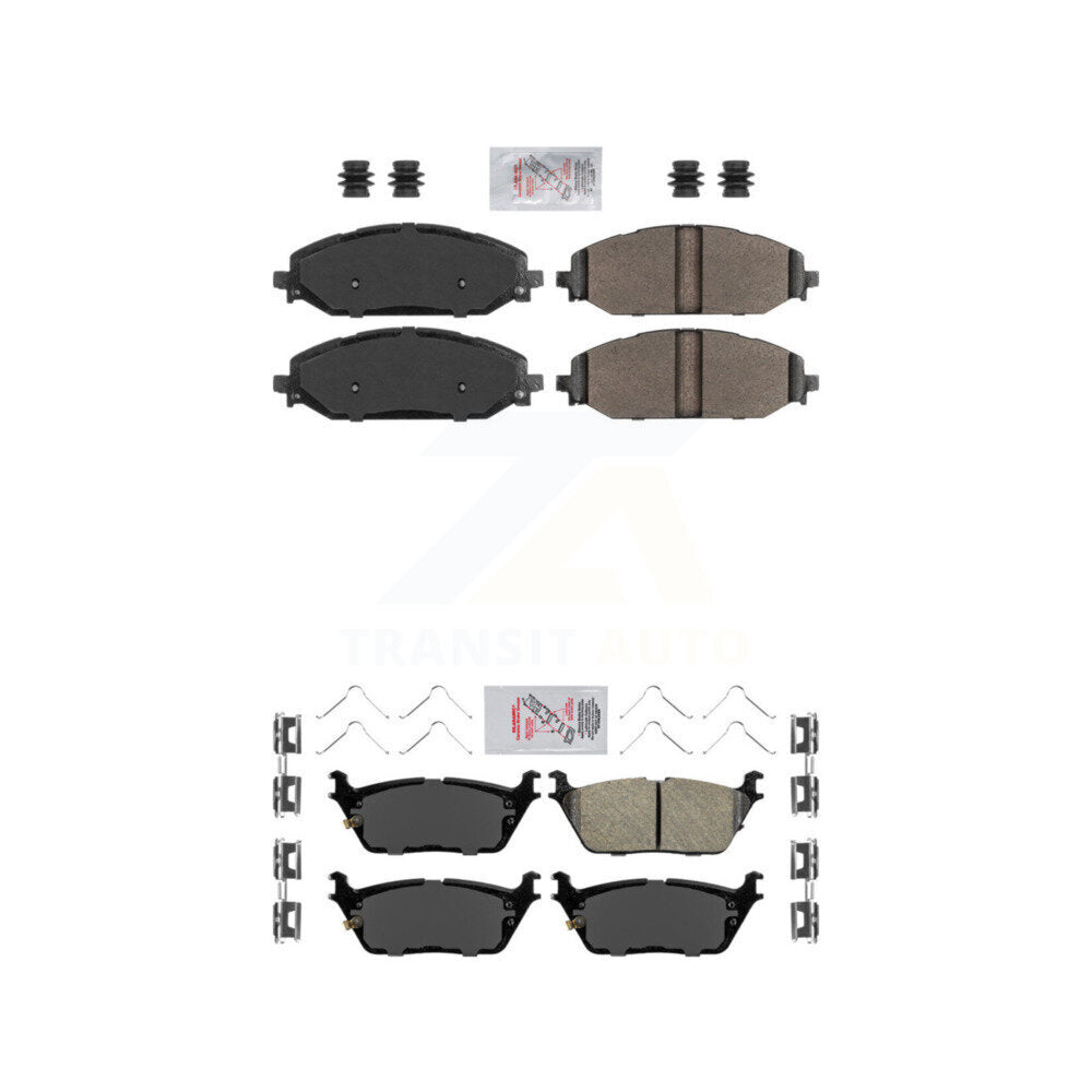 Semi-Metallic Ceramic Disc Brake Pads Front Rear Kit For Ram 1500 Jeep Wagoneer