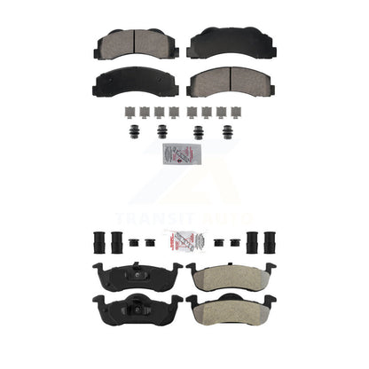 Ceramic Semi-Metallic Disc Brake Pads Front Rear Kit For Ford Expedition Lincoln