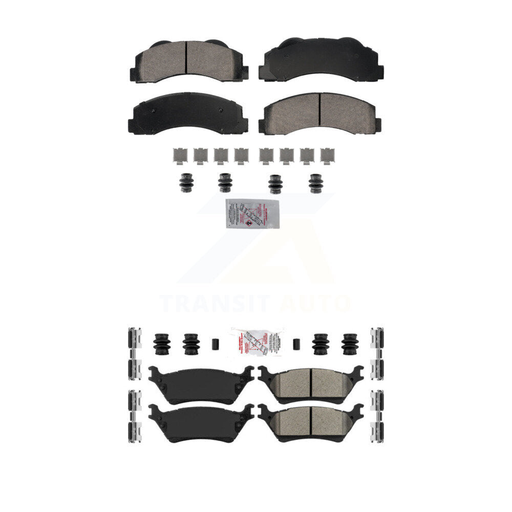 Ceramic Semi-Metallic Disc Brake Pads Front Rear Kit For Ford F-150