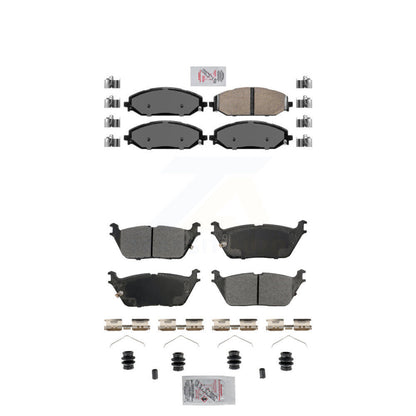 Ceramic Semi-Metallic Disc Brake Pads Front Rear Kit For Ram 1500 Jeep Wagoneer