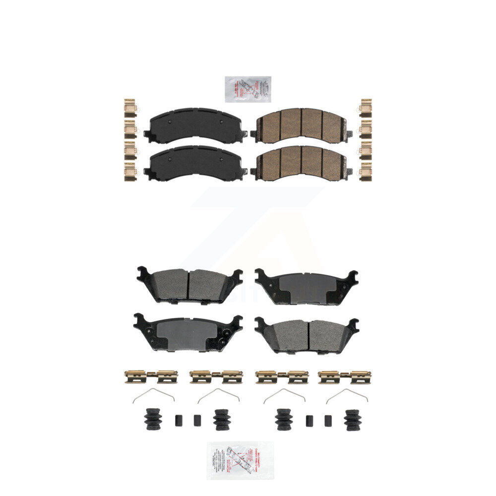 Ceramic Semi-Metallic Disc Brake Pads Front Rear Kit For Ford F-150 Bronco