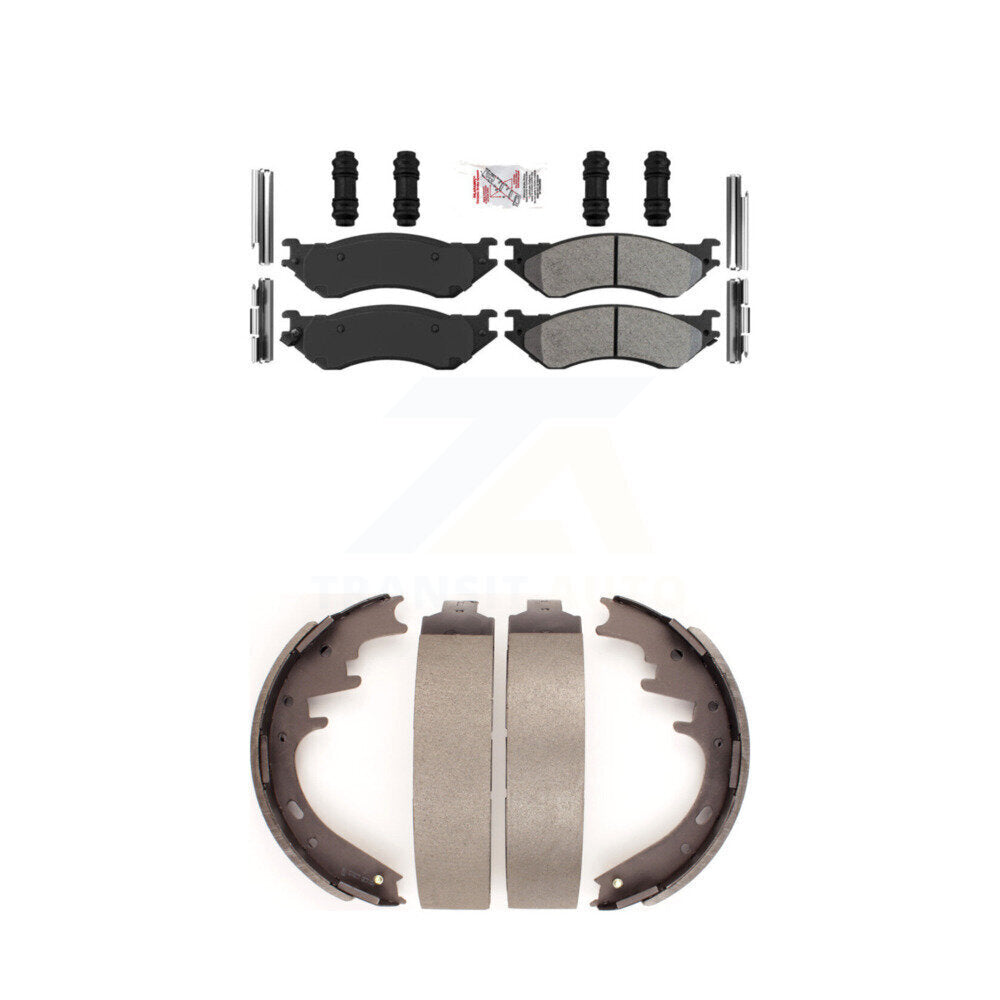 Semi-Metallic Disc Brake Pads Front Rear Kit For Ford F-150 Dodge Ram 1500 Van