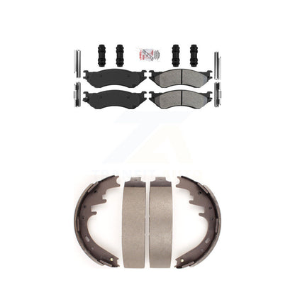 Semi-Metallic Disc Brake Pads Front Rear Kit For Ford F-150 Dodge Ram 1500 Van
