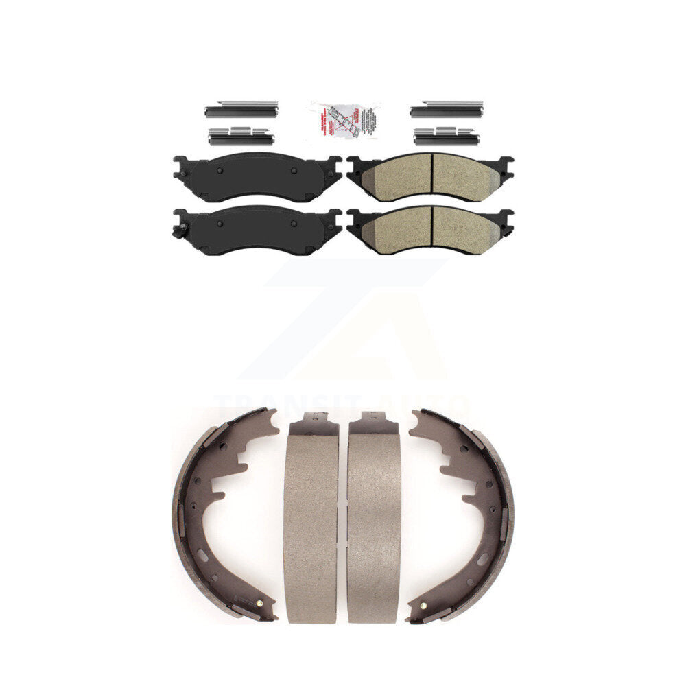 Semi-Metallic Disc Brake Pads Front Rear Kit For Ford F-150 Dodge Ram 1500 Van
