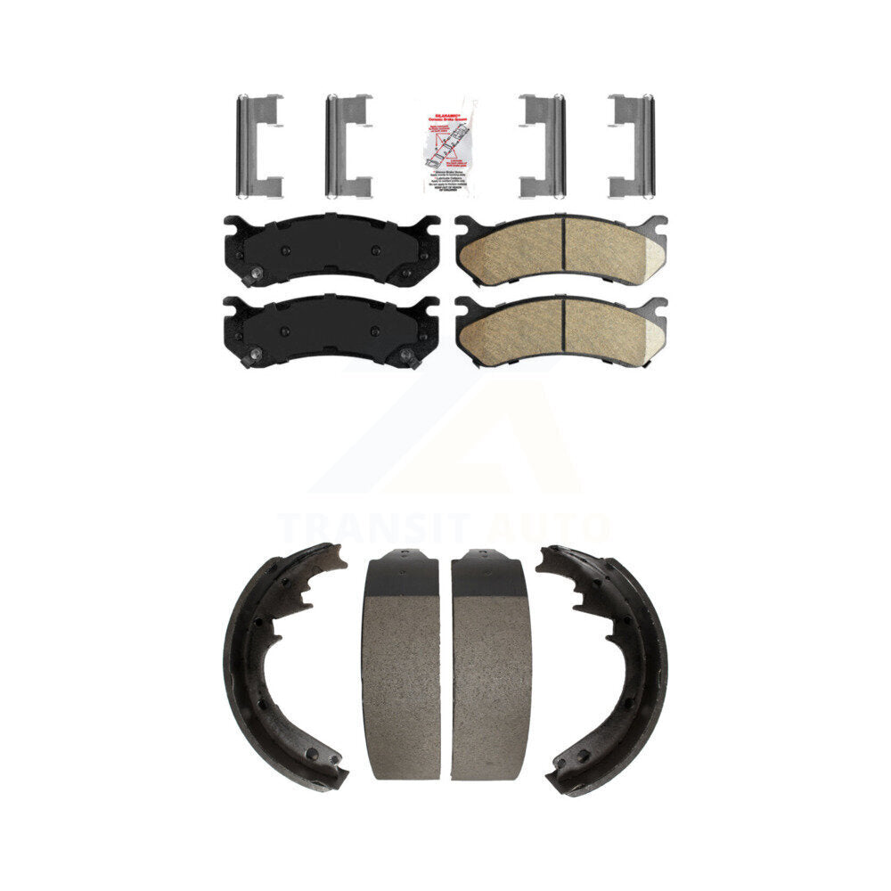 Ceramic Disc Brake Pads Front Rear Kit For 2000 GMC Yukon With 11" Diameter Drum