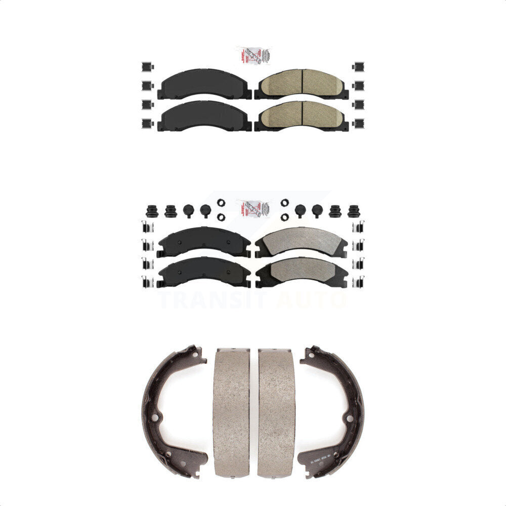 Ceramic Semi-Metallic Disc Brake Pads Front Rear Kit For Ford E-350 Super Duty