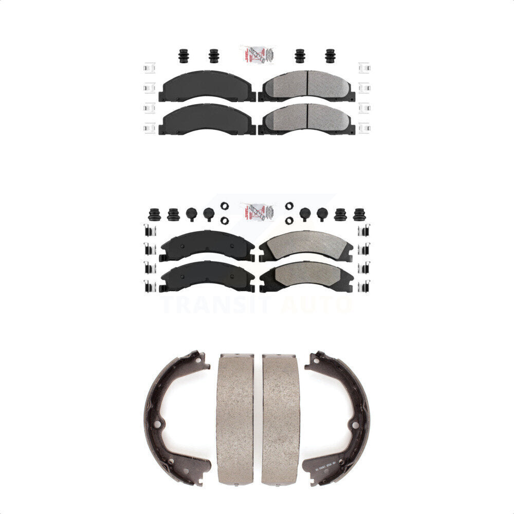 Semi-Metallic Disc Brake Pads Front Rear Kit For Ford E-350 Super Duty E-250