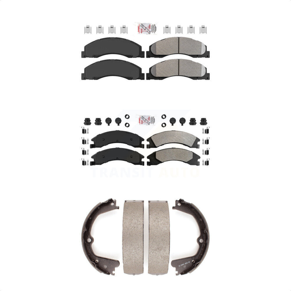 Semi-Metallic Disc Brake Pads Front Rear Kit For Ford E-350 Super Duty E-250