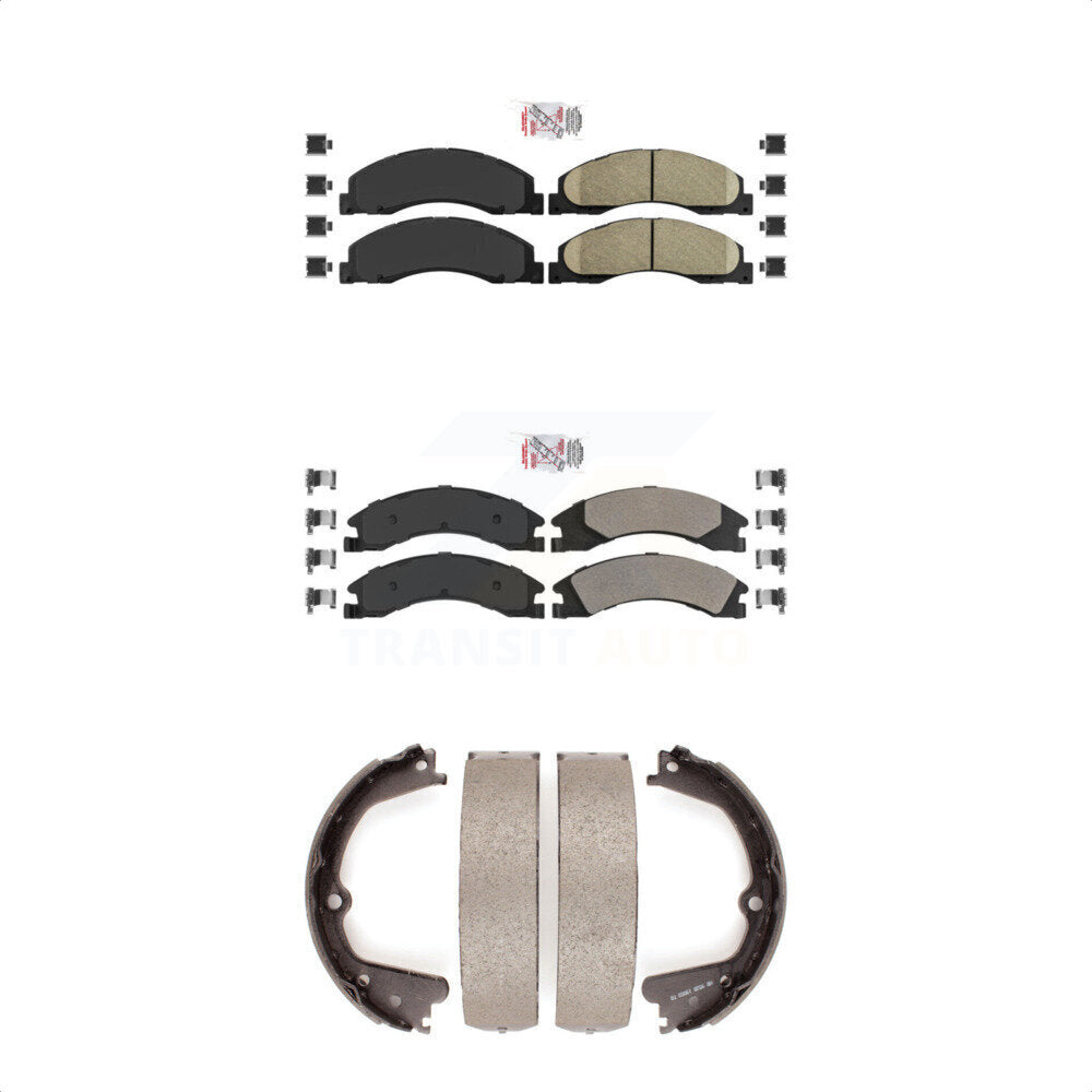 Ceramic Semi-Metallic Disc Brake Pads Front Rear Kit For Ford E-350 Super Duty