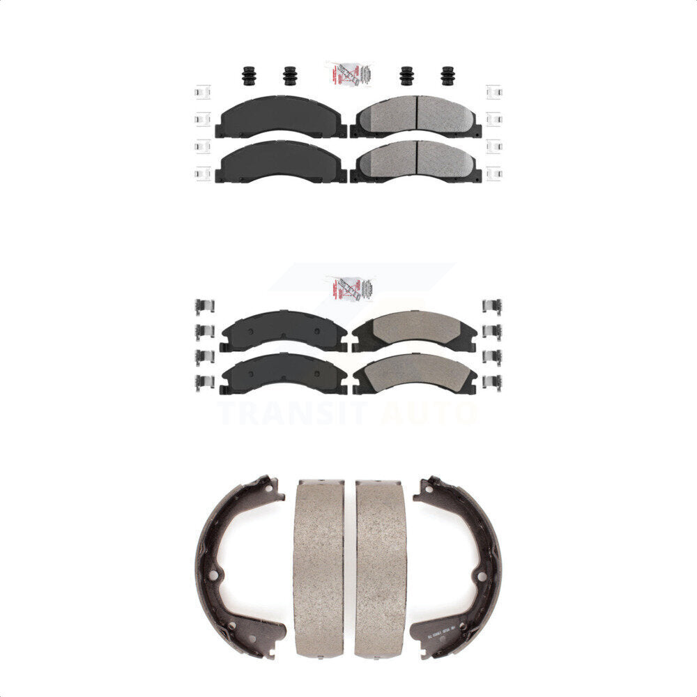 Semi-Metallic Disc Brake Pads Front Rear Kit For Ford E-350 Super Duty E-250