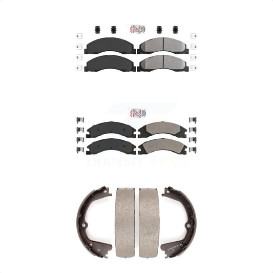 Semi-Metallic Disc Brake Pads Front Rear Kit For Ford E-350 Super Duty E-250