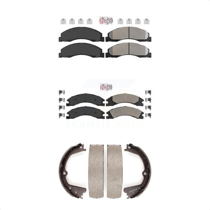 Semi-Metallic Disc Brake Pads Front Rear Kit For Ford E-350 Super Duty E-250