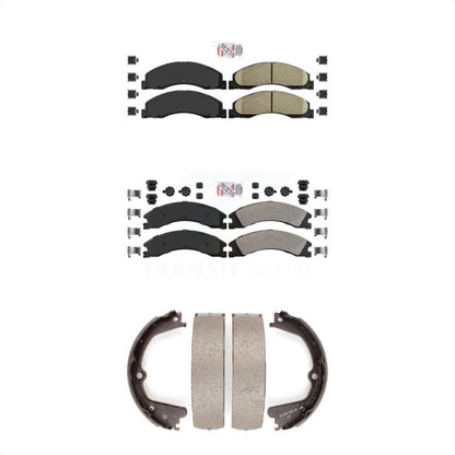 Ceramic Semi-Metallic Disc Brake Pads Front Rear Kit For Ford E-450 Super Duty