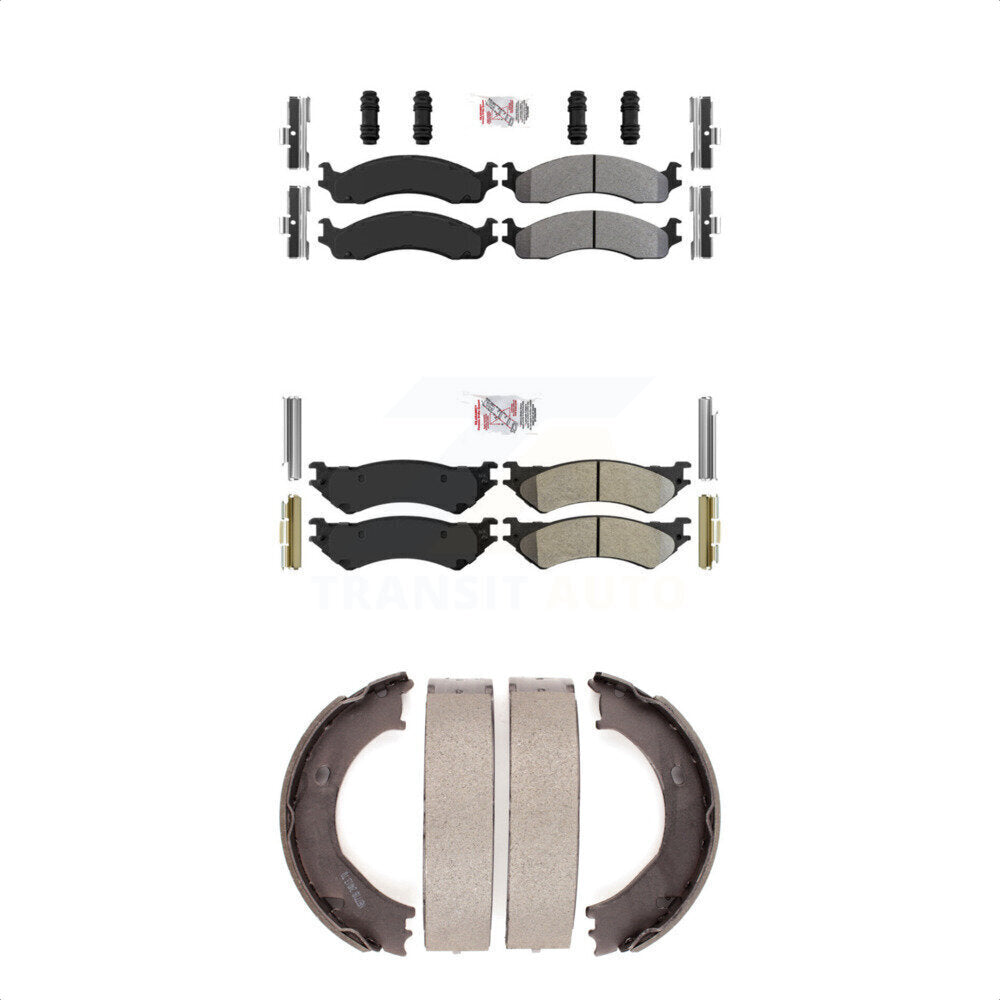 Semi-Metallic Disc Brake Pads Front Rear Kit For Ford E-350 Super Duty E-250