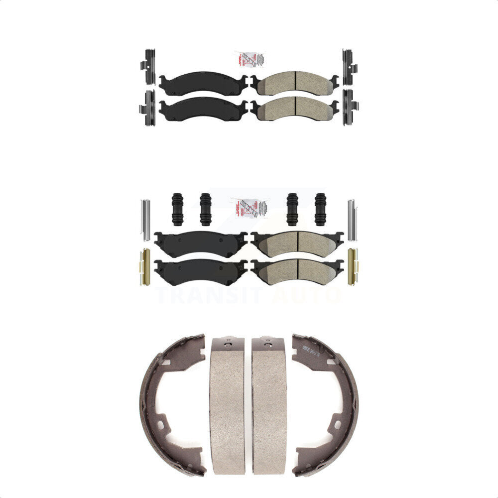 Semi-Metallic Disc Brake Pads Front Rear Kit For Ford E-350 Super Duty E-250