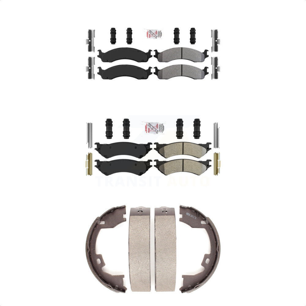 Semi-Metallic Disc Brake Pads Front Rear Kit For Ford E-350 Super Duty E-250