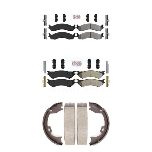 Semi-Metallic Disc Brake Pads Front Rear Kit For Ford E-350 Super Duty E-250