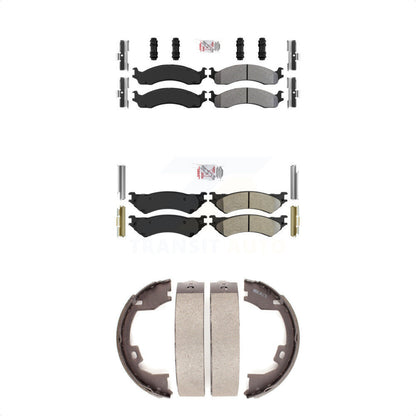 Semi-Metallic Disc Brake Pads Front Rear Kit For Ford E-350 Super Duty E-250
