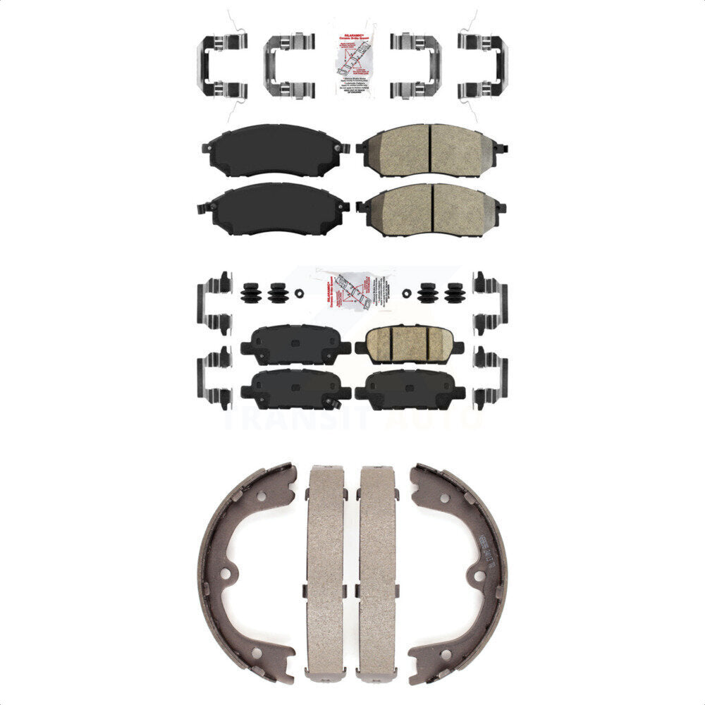 Semi-Metallic Ceramic Disc Brake Pads And Rear Parking Shoes Front Kit For