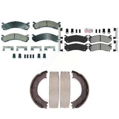 Ceramic Semi-Metallic Disc Brake Pads Front Rear Kit For Chevrolet GMC Sierra HD