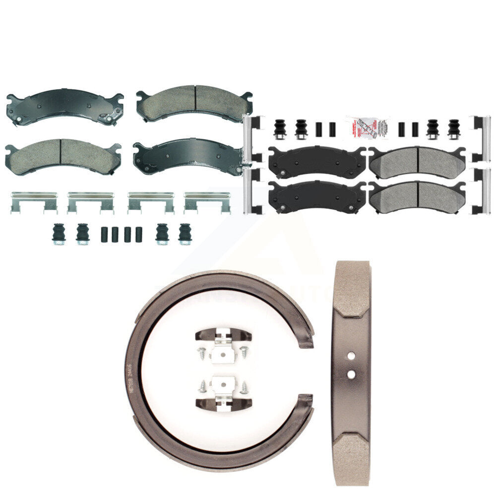 Ceramic Semi-Metallic Disc Brake Pads Front Rear Kit For GMC Chevrolet Sierra HD