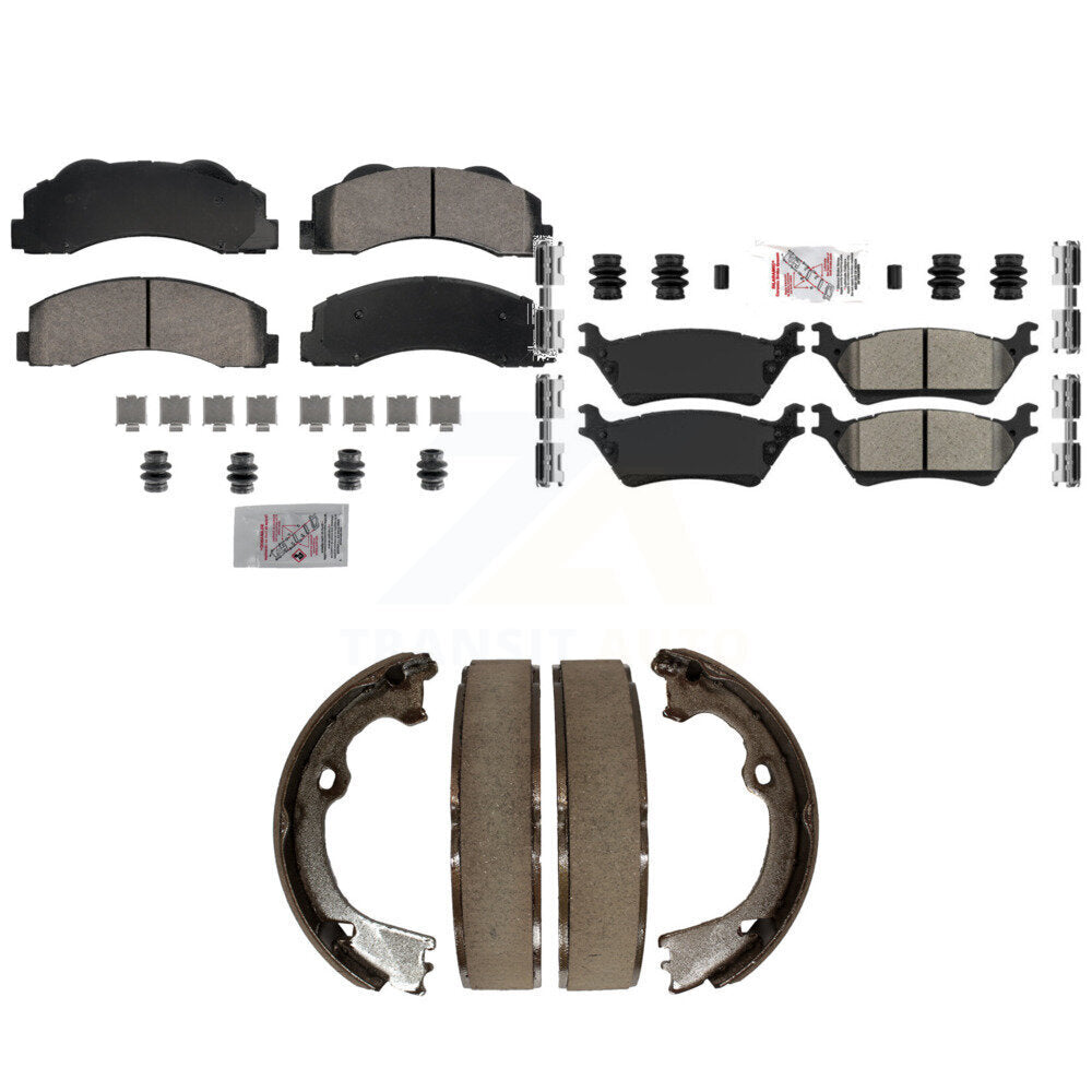 Ceramic Semi-Metallic Disc Brake Pads Front Rear Kit For Ford F-150