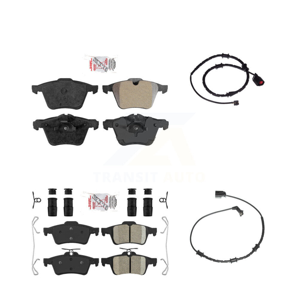 Ceramic Disc Brake Pads And Wear Sensors Front Rear Kit For Jaguar XJ