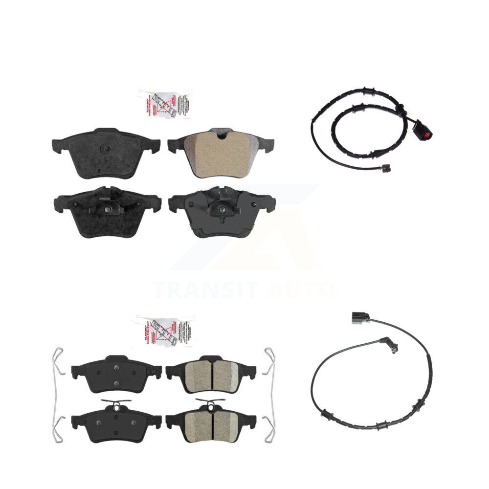 Ceramic Disc Brake Pads And Wear Sensors Front Rear Kit For Jaguar XJ