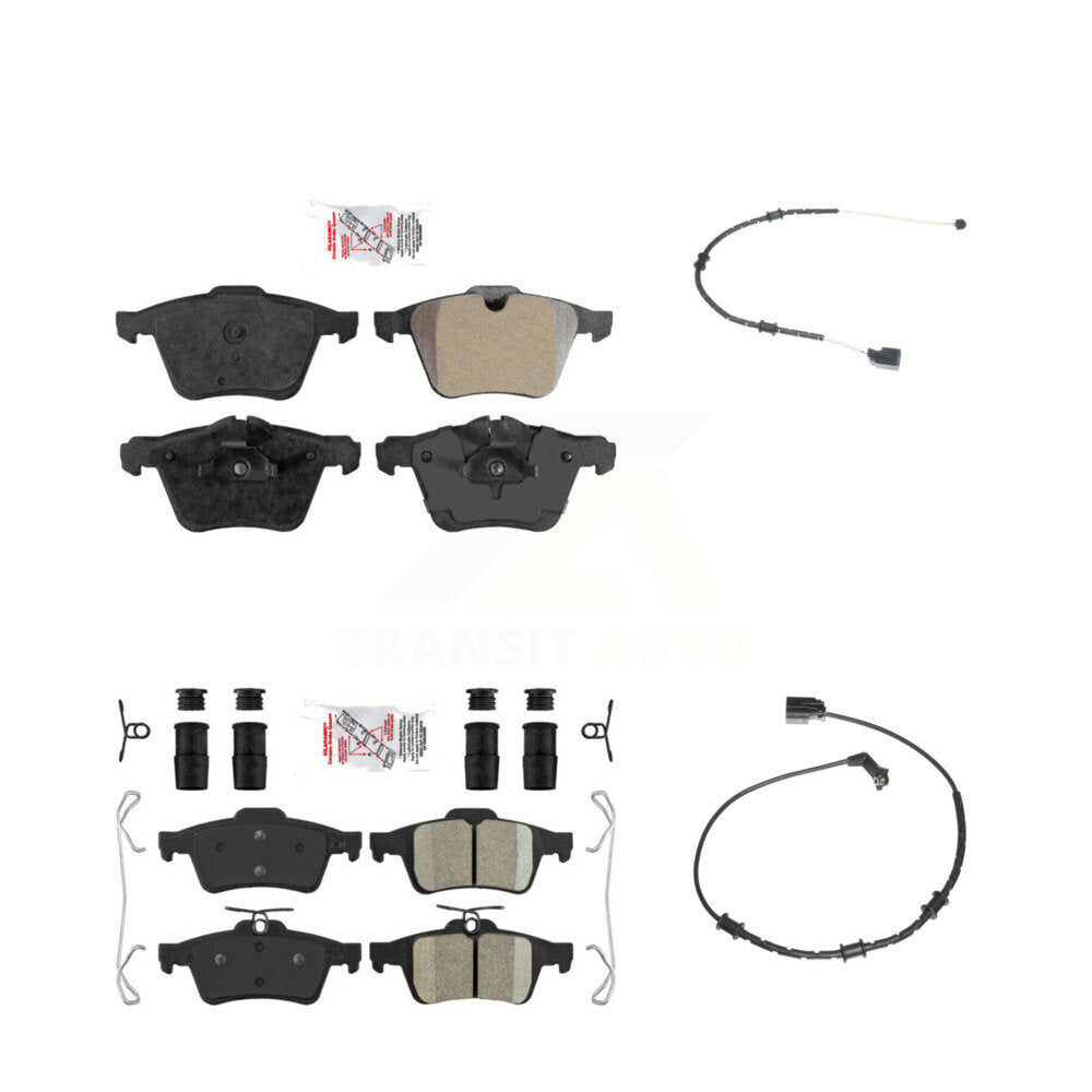 Ceramic Disc Brake Pads And Wear Sensors Front Rear Kit For Jaguar XJ