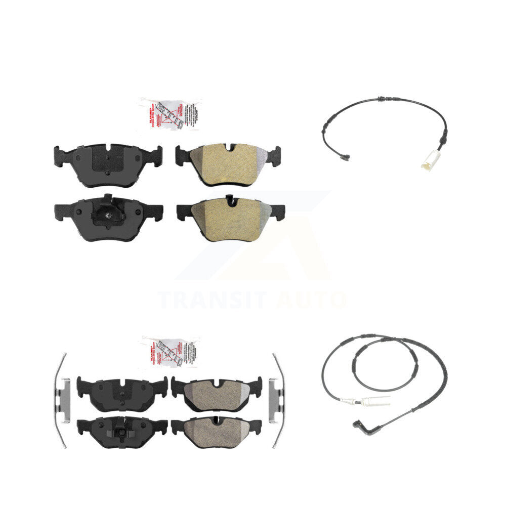 Ceramic Disc Brake Pads And Wear Sensors Front Rear Kit For BMW 128i 3.0L