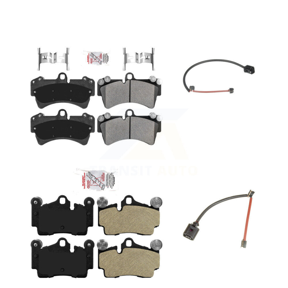 Ceramic Disc Brake Pads & Wear Sensor Front Rear Kit For Audi Q7 Porsche Cayenne