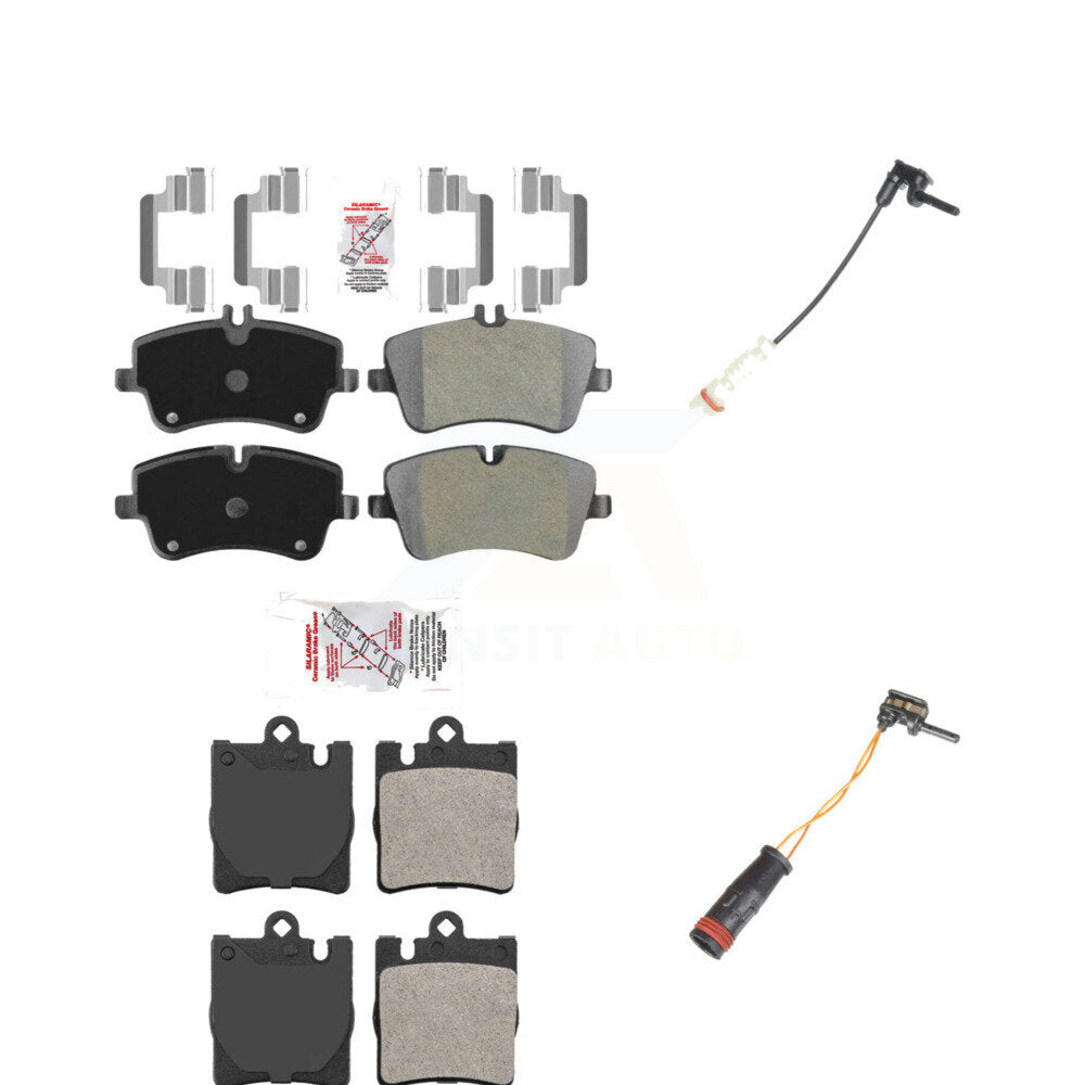 Ceramic Disc Brake Pads And Wear Sensors Front Rear Kit For Mercedes-Benz CLK320