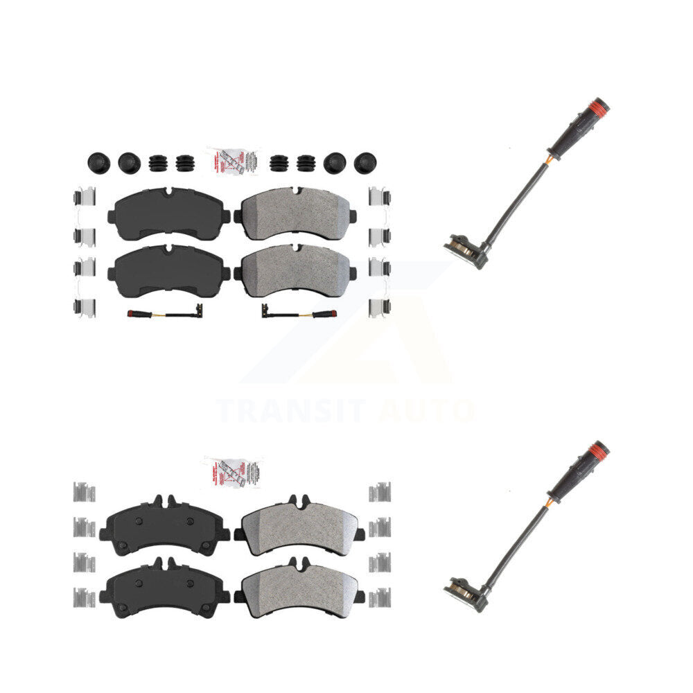 Ceramic Brake Pads Extra Wear Sensor Front Rear Kit For Dodge Sprinter 3500 3.0L