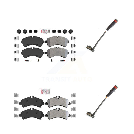 Ceramic Brake Pads Extra Wear Sensor Front Rear Kit For Dodge Sprinter 3500 3.0L