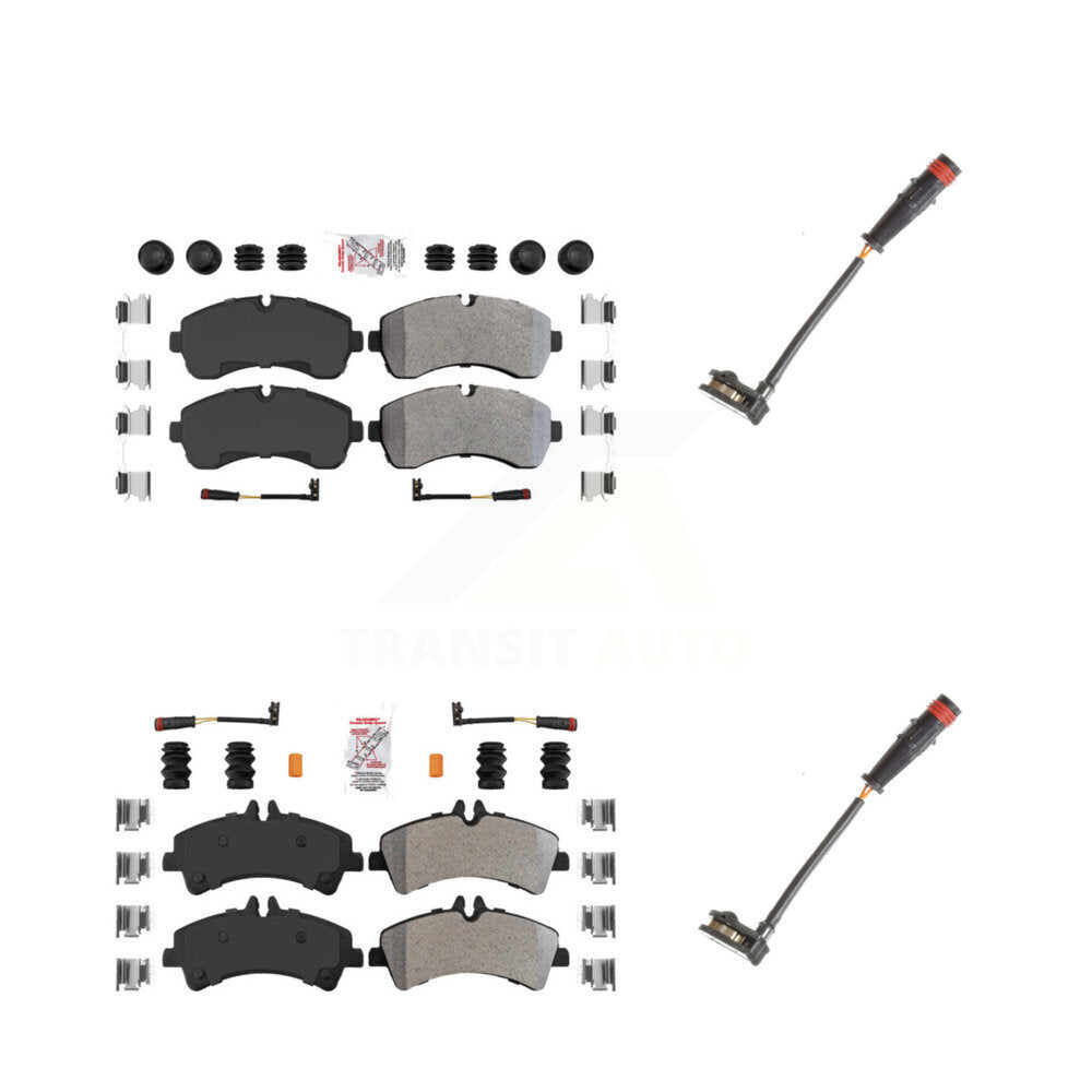 Ceramic Brake Pads Extra Wear Sensor Front Rear Kit For Dodge Sprinter 3500 3.0L
