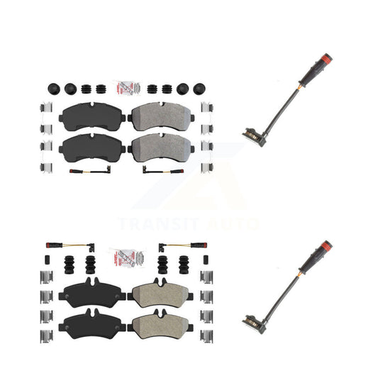 Ceramic Brake Pads Extra Wear Sensor Front Rear Kit For Dodge Sprinter 3500 3.0L