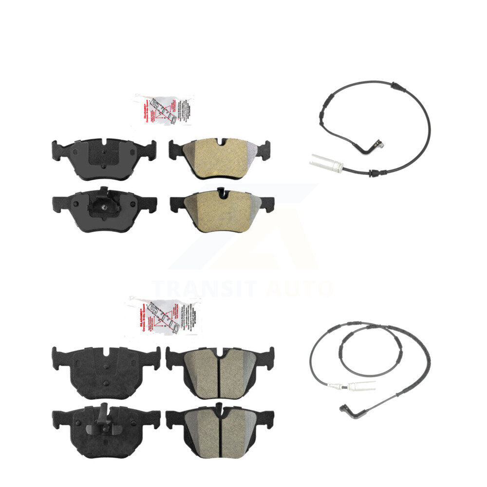 Ceramic Disc Brake Pads And Wear Sensors Front Rear Kit For 2006 BMW 330i