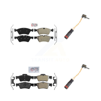 Ceramic Disc Brake Pad And Wear Sensor Front Rear Kit For Mercedes-Benz E350 AWD