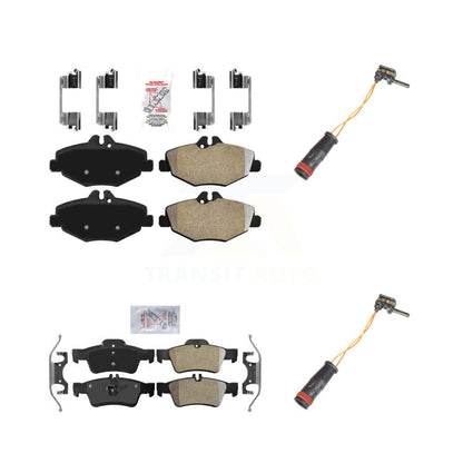 Ceramic Disc Brake Pad And Wear Sensor Front Rear Kit For Mercedes-Benz E350 RWD