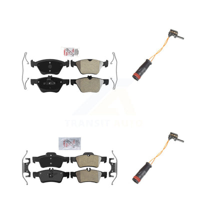 Ceramic Disc Brake Pads & Wear Sensor Front Rear Kit For Mercedes-Benz E350 E300