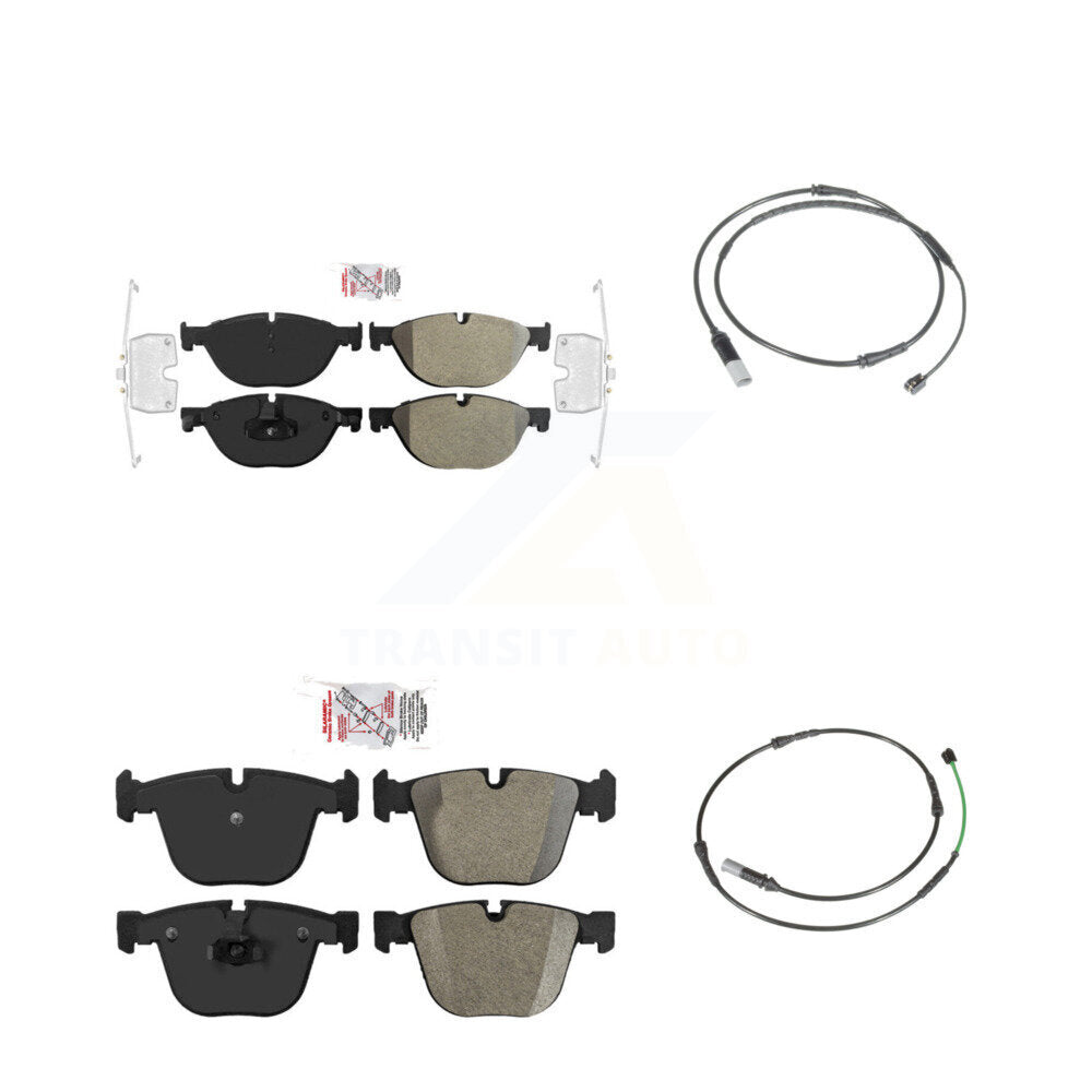 Ceramic Disc Brake Pads & Wear Sensor Front Rear Kit For BMW 535i GT xDrive 550i