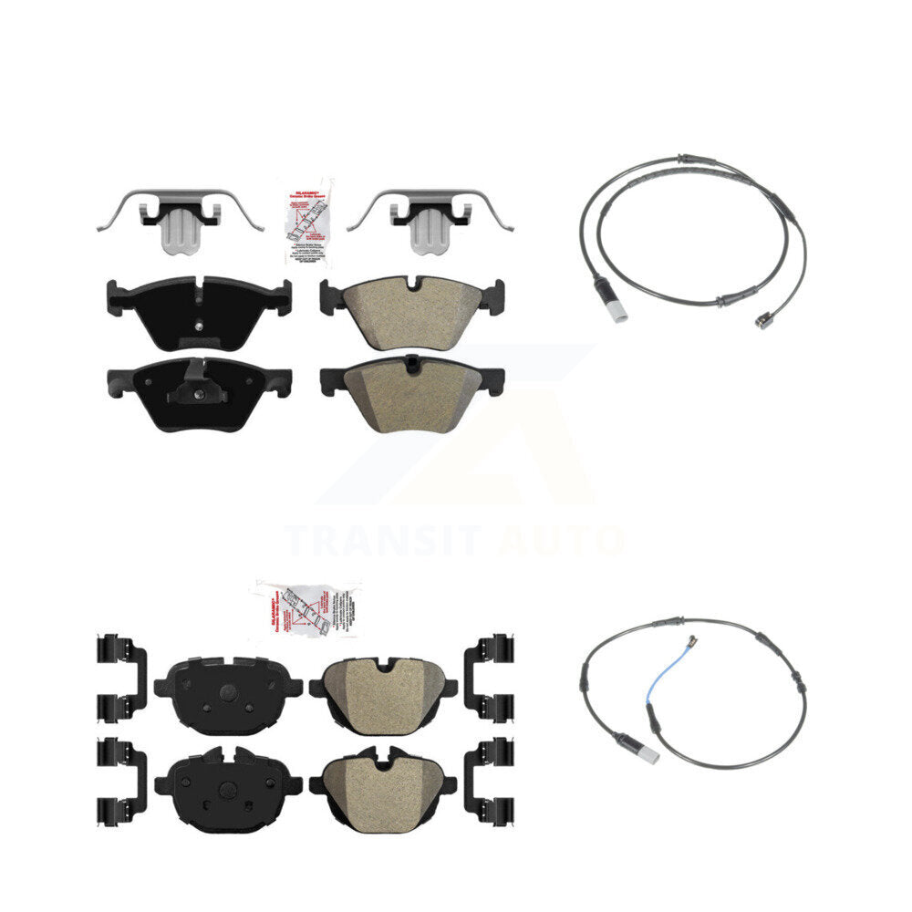 Ceramic Disc Brake Pads And Wear Sensors Front Rear Kit For BMW 528i