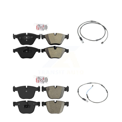Ceramic Brake Pads & Wear Sensor Front Rear Kit For 2010 BMW 535i Base with 3.0L