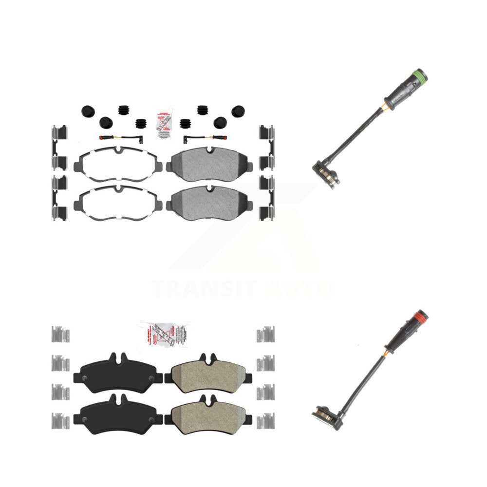 Ceramic Disc Brake Pads Extra Wear Sensor Front Rear Kit For Sprinter 2500 Dodge