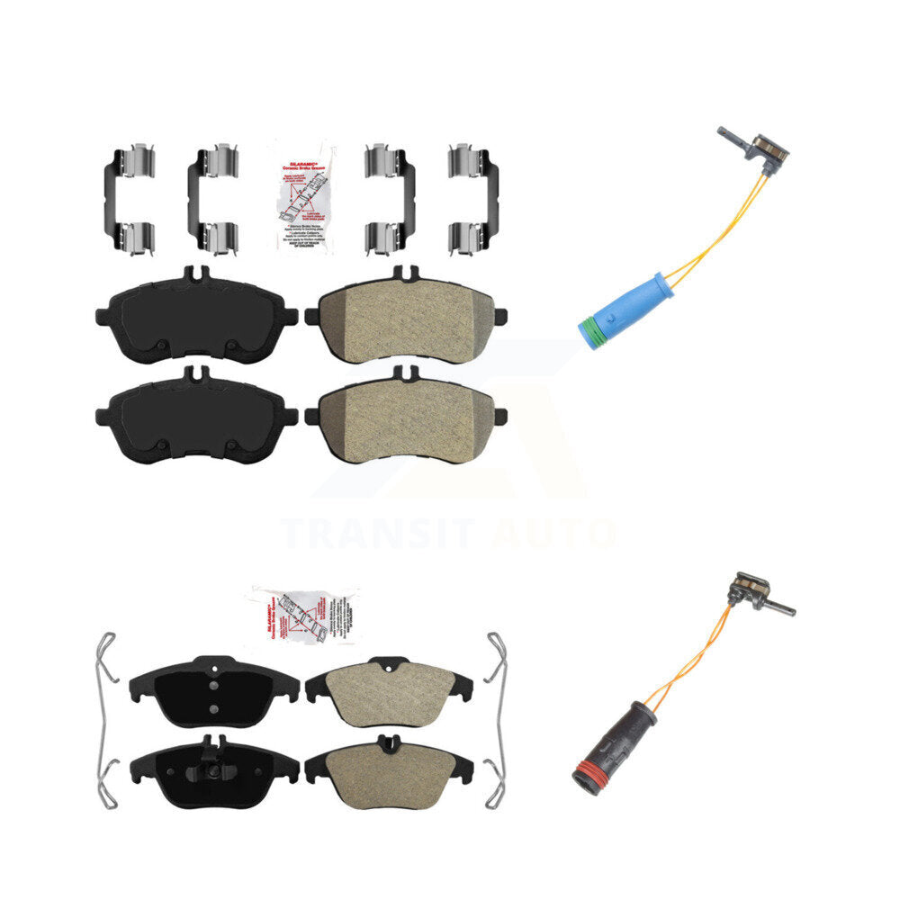 Ceramic Brake Pads & Wear Sensor Front Rear Kit For 2012 Mercedes-Benz C250 1.8L