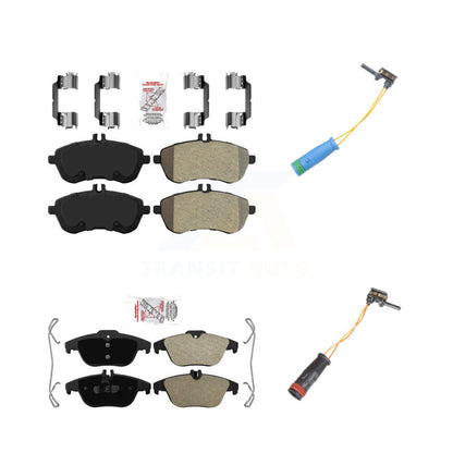 Ceramic Brake Pads & Wear Sensor Front Rear Kit For 2012 Mercedes-Benz C250 1.8L