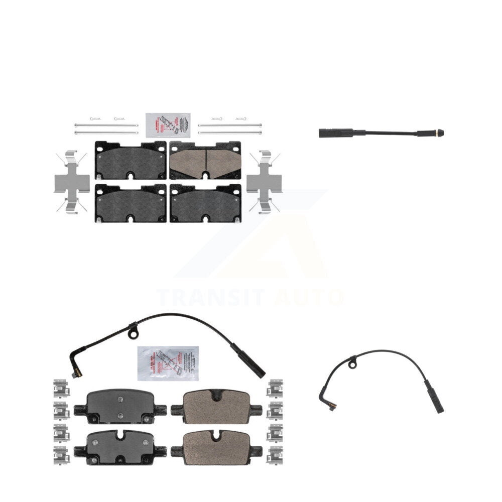 Ceramic Brake Pad & Extra Wear Sensor Front Rear Kit For GMC Chevrolet Silverado