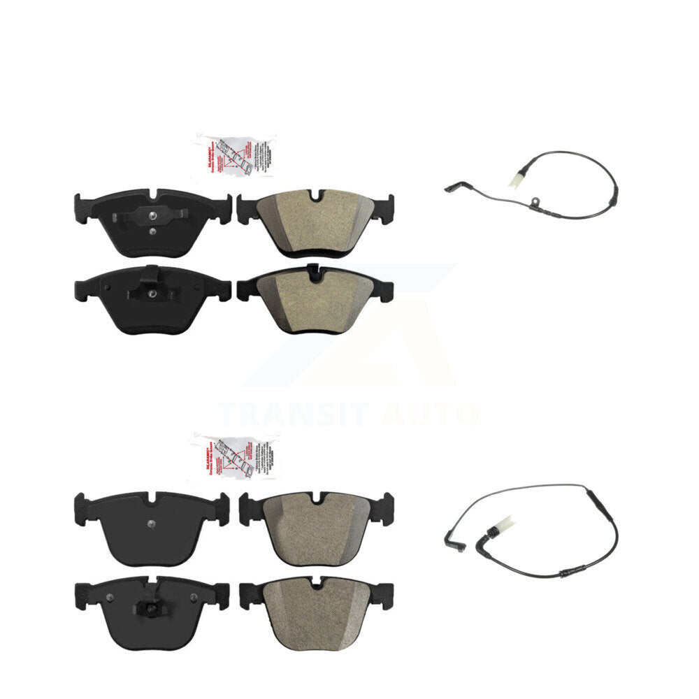 Ceramic Disc Brake Pads And Wear Sensors Front Rear Kit For BMW 550i 545i 645Ci