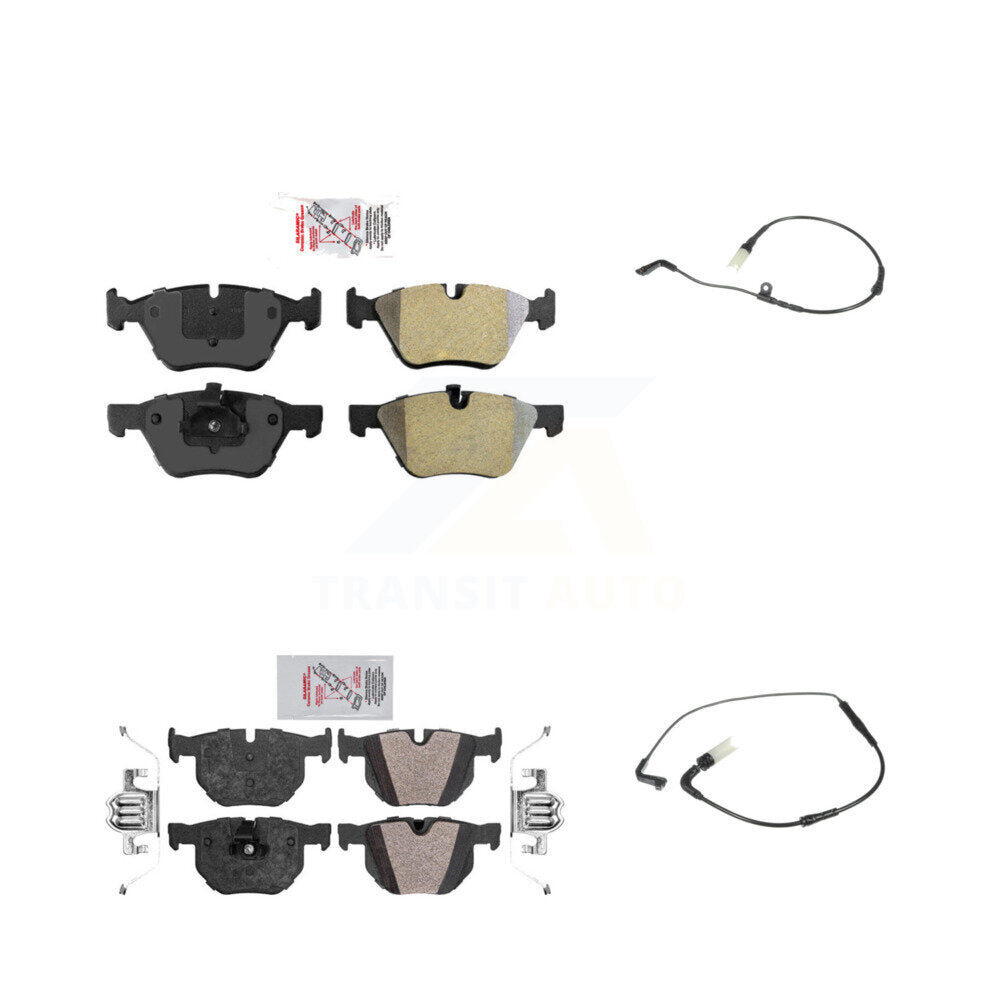 Ceramic Disc Brake Pads And Wear Sensors Front Rear Kit For BMW 525i